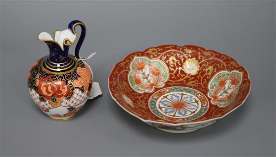 A Royal Crown Derby jug and an Arita dish diameter 19.5cm